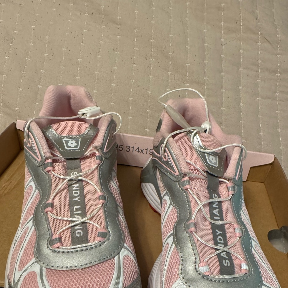 Sandy Liang Pink and Silver Athletic Shoes with Chunky Design